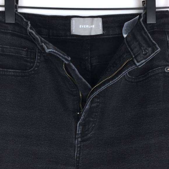EVERLANE Skinny Jeans High Waist Black Wash Distressed Faded Size 27 Regular - Picture 3 of 13
